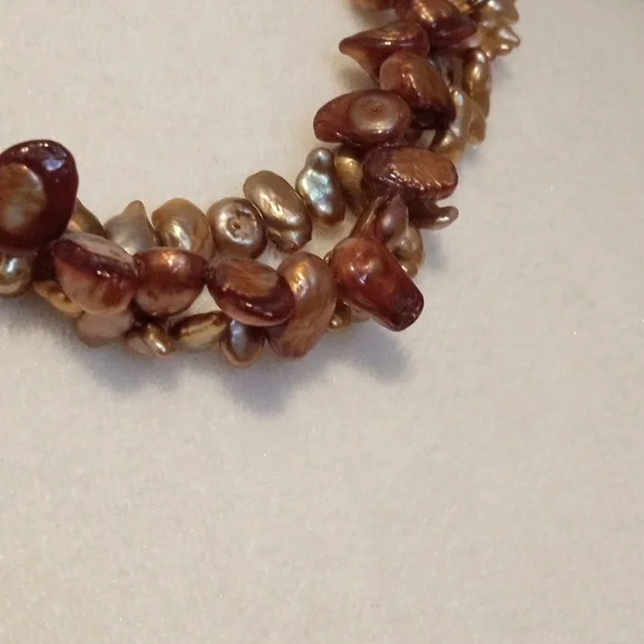3 Strand Baroque Freshwater Pearl Necklace - Picture 3 of 5